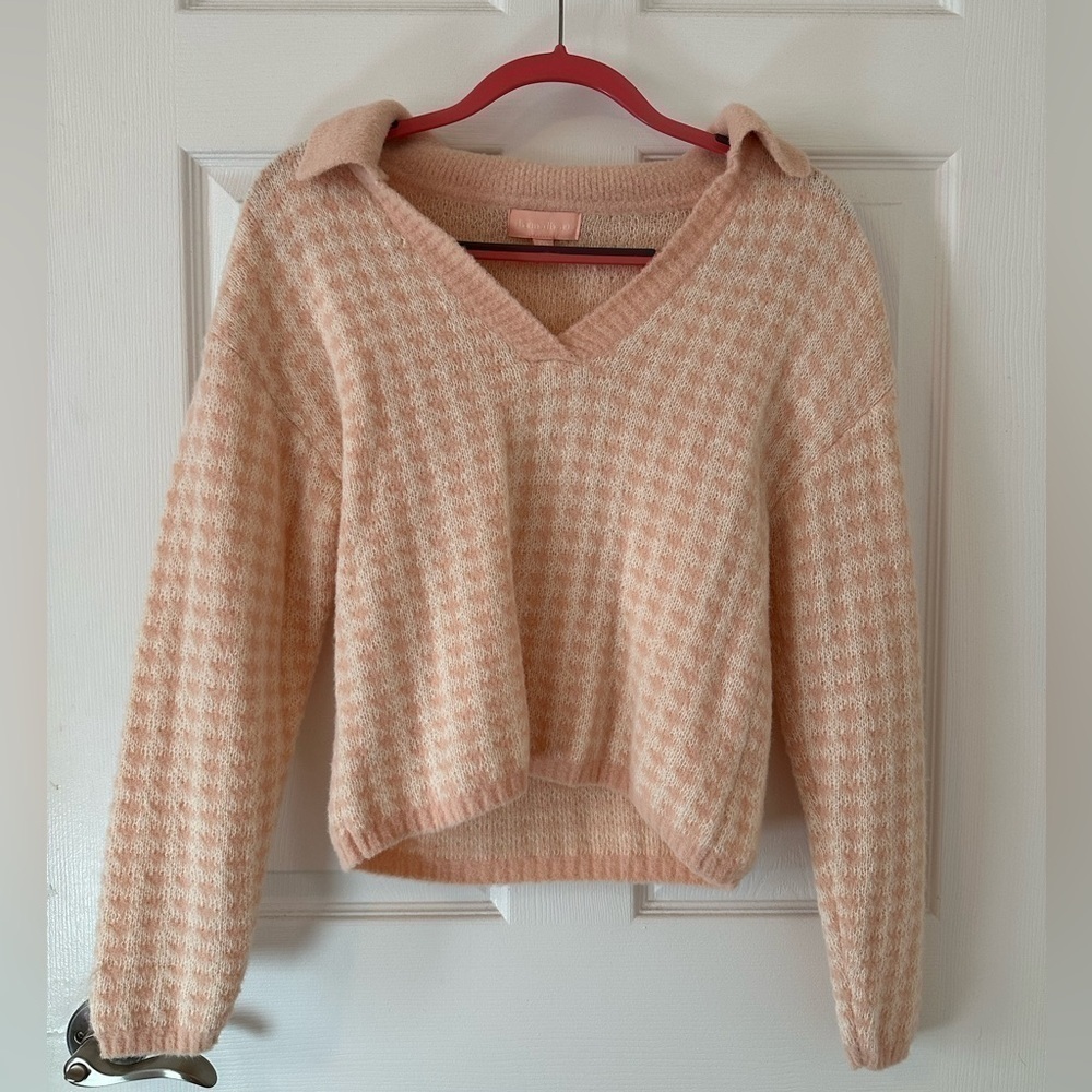 Houndstooth Fuzzy Sweater